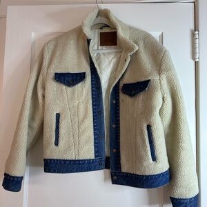 Levi's Cream Sherpa Jacket with Blue Denim